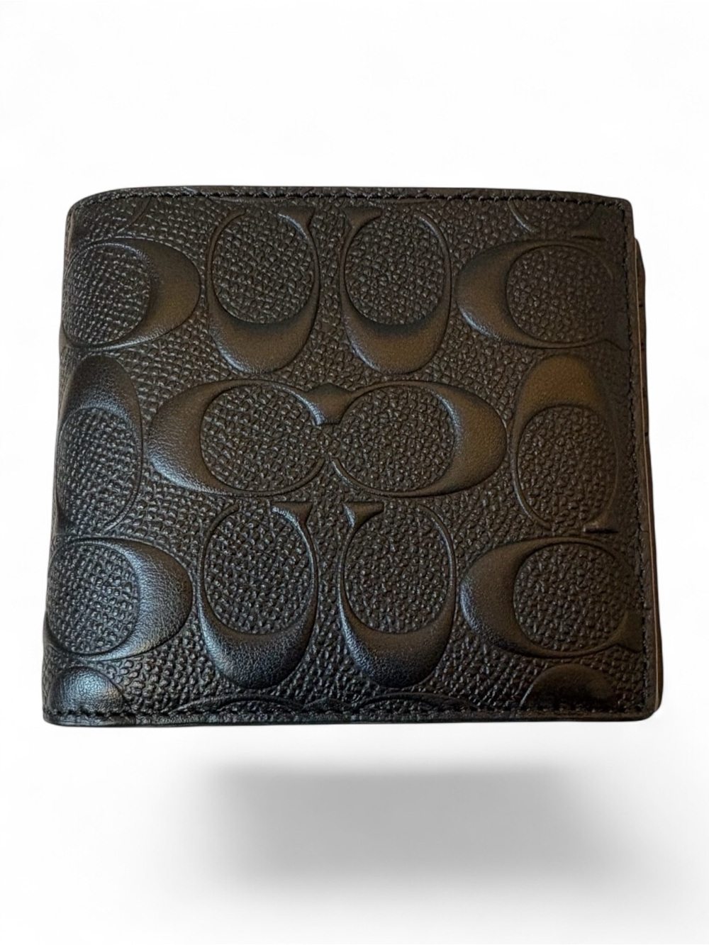 Coach Black Signature Embossed Leather Bi-Fold Wallet